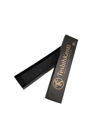 Tesbihkenti Logolu Düz Siyah Renk Tesbih ve Bileklik Kutusu