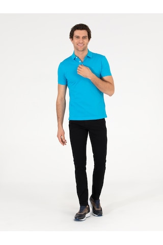 Turkuaz Polo Yaka Slim Fit Basic Merserize T-shirt Yeşil