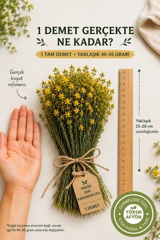 Yörem Afyon Anadolu Nun Altın İksiri Hakiki Sarı Kantaron Otu, St. John S Wort Hypericum Perforatum 1 Demet