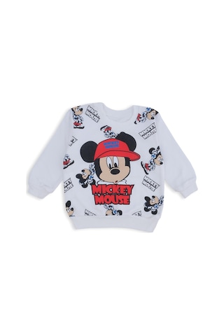 Erkek Bebek Mickey Mouse Baskılı Şapkalı Alt Üst 2'li Takım 001