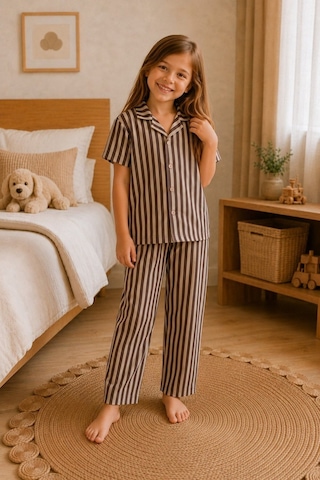 Norcia Sports Kız Çocuk Çizgili Gecelik Kahve Pijama Takımı Çok Renkli - 929722317 Çok Renkli - 929722317 Çok Renkli