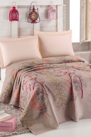 Doğal Pike Baskılı Mega King 230x260cm Urla Bej Bej