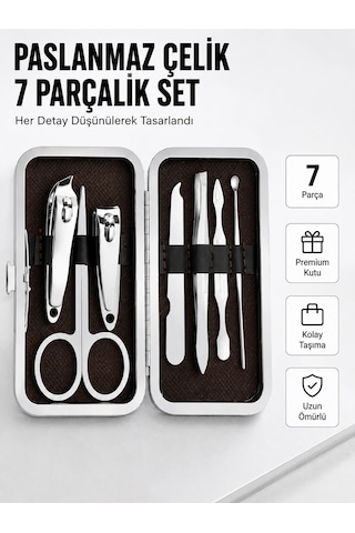 Paslanmaz Çelik Kişisel Bakım Seti 7 Parça