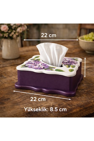 El Boyaması Ahşap Peçetelik Dekoratif Peçete Kutusu Çok Renkli