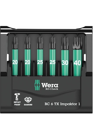 Wera Bit-Check 6 TX Impaktor 1 Torx Bits Seti 05057693001