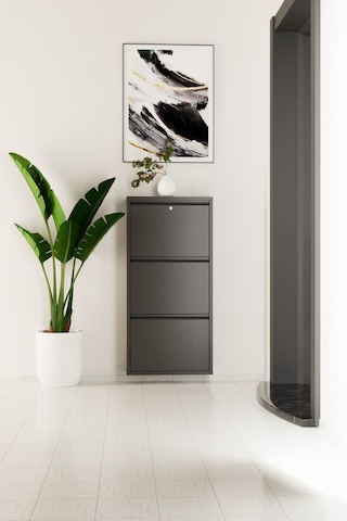 Kilitli 3 Kapaklı Metal Ayakkabılık Antrasit Antrasit