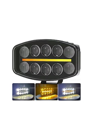 10'' Beyaz Turuncu Led Spot Projektör + Drl Tır Kamyon Off Road 12-24volt Çalışma Lambası