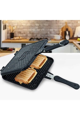 Meşeler Granit Döküm Ocak Üstü El Tost Makinesi ve Çok Amaçlı Tav Gri