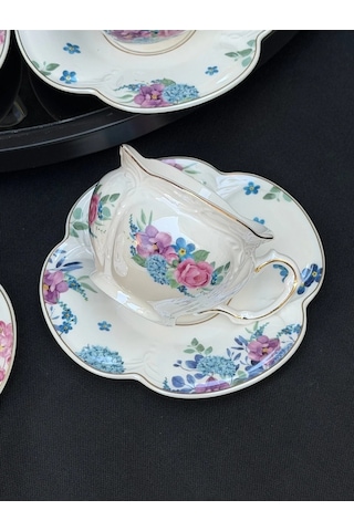 Acar Lisette 6 Lı Porselen Kahve Fincan Takımı 90 Ml Hxf-09452 Mavi
