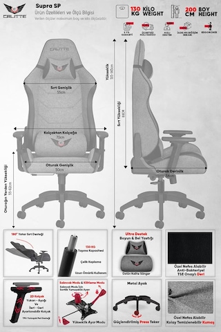 Supra Sp Oyuncu Koltuğu Premium Pu Deri Gaming Koltuk Çok Renkli