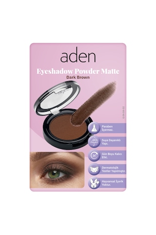 Aden Eyeshadow Powder Matte - Mat Göz Farı 02 Dark Brown Koyu Kahverengi 0