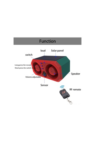 Yaozixa Güneş Enerjili Hayvan/güvercin Çekici, 5-8m Enstrüman Mesafesi, 4 Mod Işıklı/sesli Alarm, 100m Uzaktan Kumanda, N911t