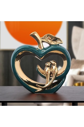 Opulentliving Türk Modern Seramik Meyve Heykeli, 22.5x23cm, Altın Kuşlar, Ev Dekorasyonu, Mükemmel Hediye 22.5cmx23cm