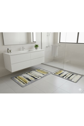 Banyo Paspası 2'li Set 3d Baskılı Jel Çizgi Çok Renkli