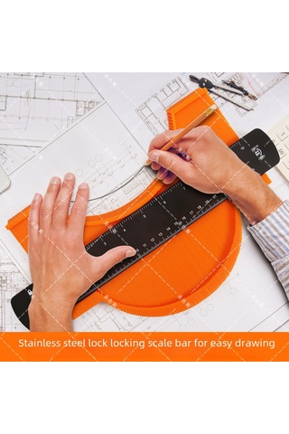 Xiyyadms Metal İki Uçlu Kilitleme Kontur Ölçer, Düzenksiz Şekilleri Kopyalama, Ahşap İşleri Ölçüm Aracı 10 İnç Geniş Metal Kilit
