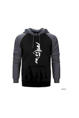 Mustafa Kemal Atatürk Silüet Sarı Renk Reglan Kol Sweatshirt / Hoodie