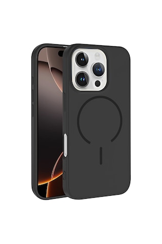 Apple Uyumlu iPhone 16 Pro Kılıf M-safe Şarj Özellikli Sys Meta Kapak - Siyah Siyah