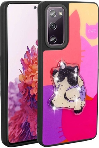 Galaxy S20 Fe Kılıf Parlayan Kabartmalı İkonik Figürlü Zore Amas Silikon Kapak Mor