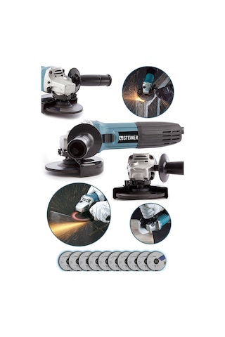 Steiner 2400 W 125 MM Avuç İçi Taşlama Makinesi + 10 Adet Disk