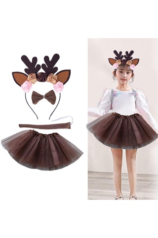 Suntek Ren Geyiği Tutu Kafa Bandı Kuyruk Papyon Geyik Çiçekli