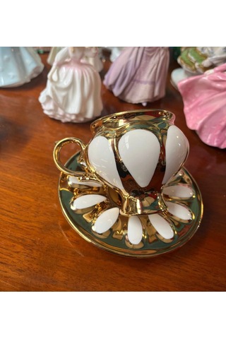 6'lı Gold Lüks Fincan Takımı-buenos 6'lı Vintage Esintili Fincan Takımı-lüks Porselen Fincan Seti Beyaz - Gold