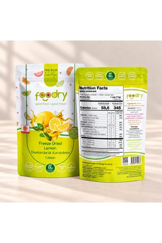 Foodry Dondurularak Kurutulmuş Limon Freeze Dry Lemon Katkısız Çıtır Meyve Atıştırmalığı 17 G