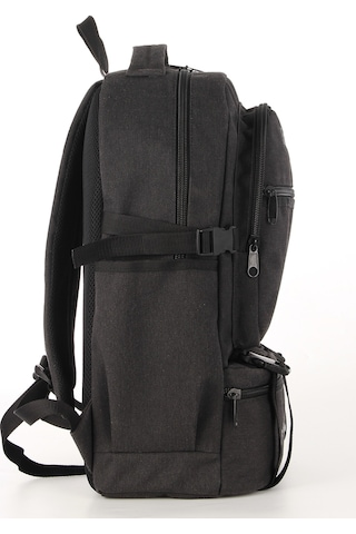 Sr-03 Unisex Kanvas Kumaş Laptop Bölmeli Outdoor Sırt Çantası Dağcı Sırt Çantası Escp01 Siyah