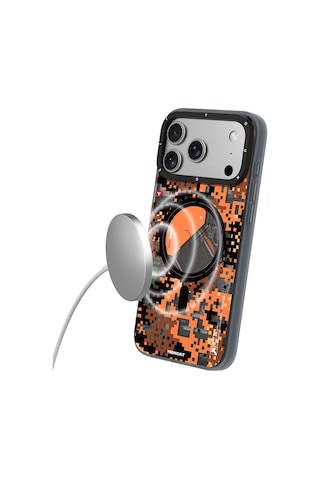 Apple Uyumlu iPhone 17 Pro Max Kılıf M-safe Şarj Özellikli Youngkit Camouflage Sykell Serisi Kapak Turuncu Turuncu