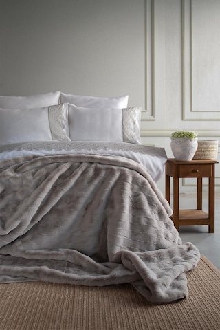 Apricitas Home Nolan Gri %100 Pamuk Çift Kişilik Nevresim Takımı Ve Artizan Yatak Örtüsü Seti Gri