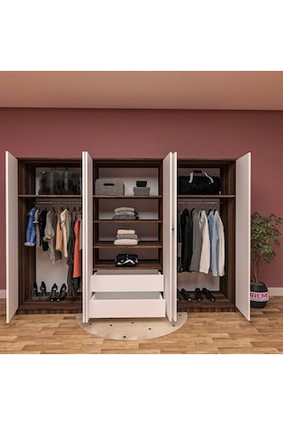 Troy 6 Kapılı Gardırop Mdf Sis Gri