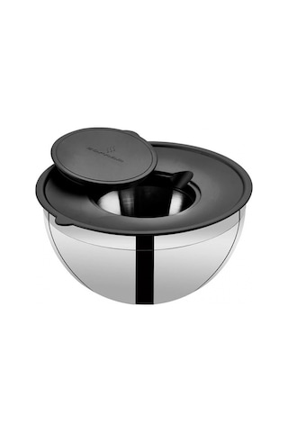 Sofram Çelik Kapaklı Karıştırma Kasesi 3.5 L 22 Cm Gri-siyah