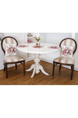 Finezza Gardenya Baskılı Kumaş Kreme Çiçekli Kırlent Kılıfı 45x45  İkili - 1432