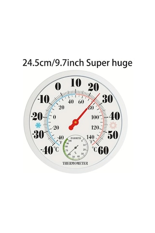 Topshop1 1 Adet Siyah Termometre Higrometre Duvara Monte Metal Dekoratif Buyuk Asili Yuvarlak Depo Hastane Sebze Kulube Otel 24 5cm