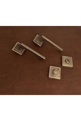 Karo Mat Antik Sarı Kare Rozetli Zamak Wc Banyo Kapı Kolu 1 Takım