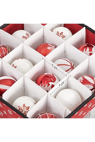 Songmıcs Saklama Kutuları, 3'lü Set, Katlanır Kutular, Kutu Başına 64 Küçük Bölme, Esnek Ayırma Duvarları, 30,5 X 30,5 X 30,5 Cm, Kırmızı, Kar Tanesi Desenli Rfb029r01