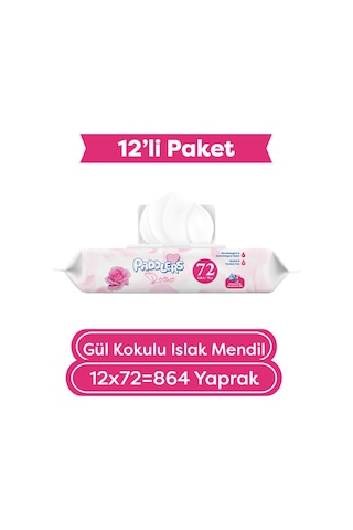 Paddlers Gül Kokulu Islak Mendil 12X72 Li Koli (864 Yaprak)