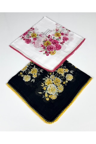 Eripek 2'li Paket Oyalı Pamuk Yazma 6594 SİYAH-BEYAZ