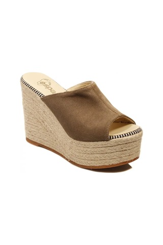 Espadrilles Flash Velour Kahverengi Süet Deri 10 Cm Hasır Tabanlı Dolgu Topuklu Kadın Ayakkabı Kahve Rengi