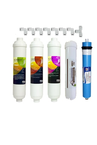 5 Aşamalı Su Arıtma Cihazı Filtre Seti Inline Filtre+ Ro Membran + Post Karbon Açık Kasa Uyumlu Tam Set Filtre Seçeneği - 5 Li Filtre Seti