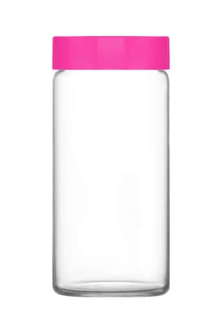 Lav Novo Cam Kavanoz 2'li Büyük Boy 1400 ml Pembe Plastik Kapaklı (Erzak Saklama Kavanozu )