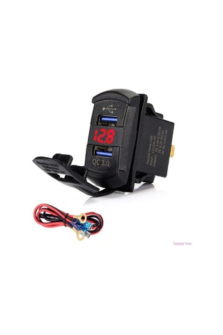 2 Portlu Araç Şarj Cihazı Hızlı Şarj 3.1 Çift Usb Adaptörü Hızlı Şarj Kırmızı