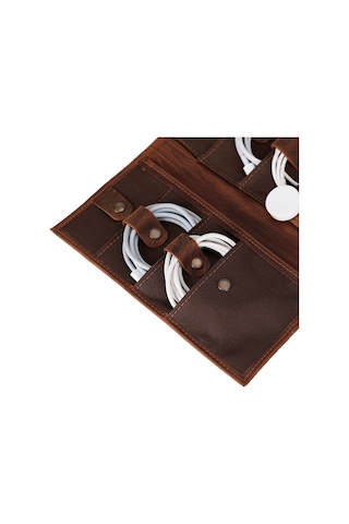 Bloominbag Torino Tech Roll Saddle Cognac Hakiki Deri Kablo & Şarj Düzenleyici Kahverengi