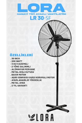 Lora 30 İnç Ayaklı Sanayi Tipi Vantilatör