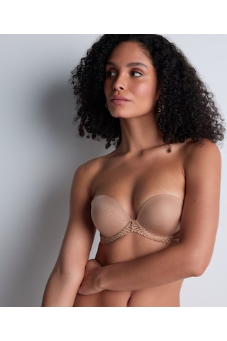 Aubade Sheer Emotion Bandeau Sütyen, Balenli, Çıkarılabilir Askılı Ve Grafik Işlemeli Model Bej