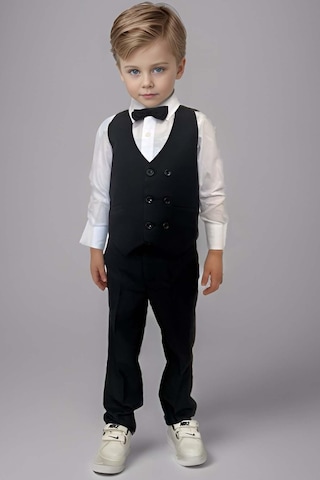 Riccotarz Erkek Bebek Takım Elbise Siyah Yelekli Alt Üst Takım 001