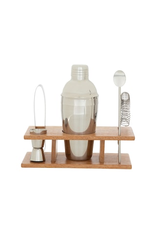 Mudo Home Natural Ahşap Standlı İçki Seti 6'lı