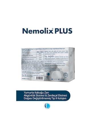 Tab Nemolix Plus Tip II Kolajen Yumurta Kabuğu Zarı 30tablet