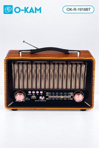 O-kam Ok-1918bt Bluetooth Şarjlı Retro Radyo Fm/am/sw Usb/tf