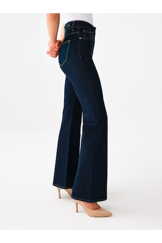Long Flare Slim Fit Kadın Pantolon Lacivert