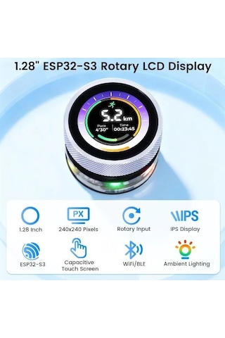 Crowpanel 1.28 İnç Hmı Rotary Esp32 Yuvarlak Ekran